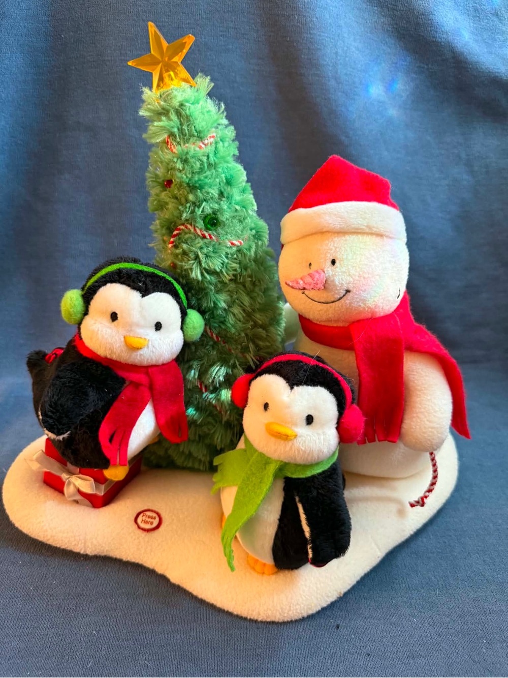 Hallmark Holiday Penguin & Snowman Plush Set with Green Tree - Festive Kids Toy